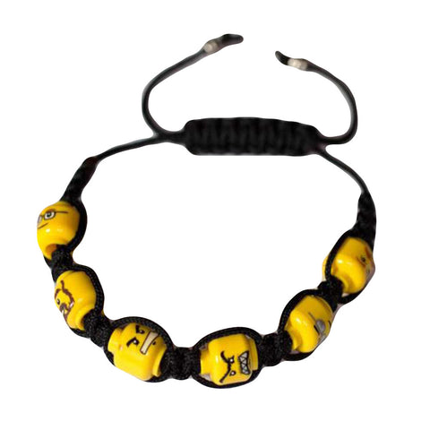 Shamballa Bracelet (yellow boys heads) made using up-cycled LEGO® pieces