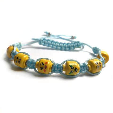 Shamballa Bracelet (Ladies' faces light blue) made using Up-cycled LEGO® pieces