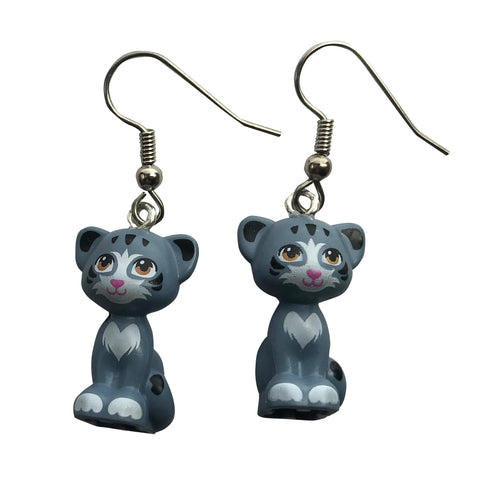 Sitting Cat Earrings (grey) made using up-cycled LEGO® pieces