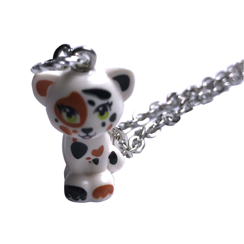 Cat Sitting Necklace (white,brown,black) made using up-cycled LEGO® pieces