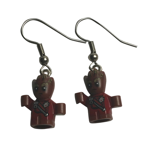 Baby Groot Earrings made using up-cycled LEGO® pieces