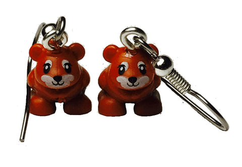 Hamster Earrings (Brown) made using up-cycled LEGO® pieces