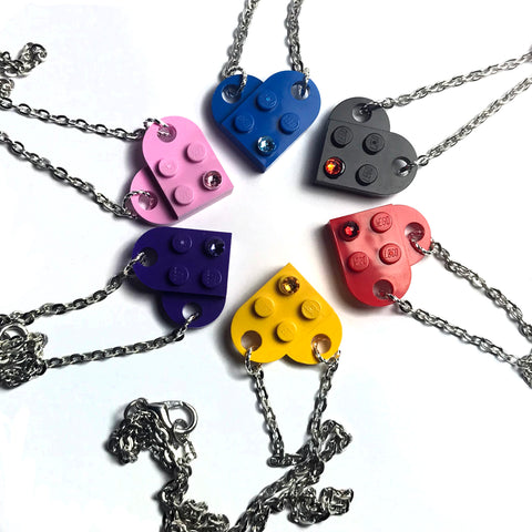 Heart Necklace made with up-cycled LEGO® pieces and Swarovski Crystal