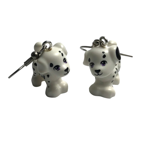 Dalmatian Earrings made using up-cycled LEGO® pieces