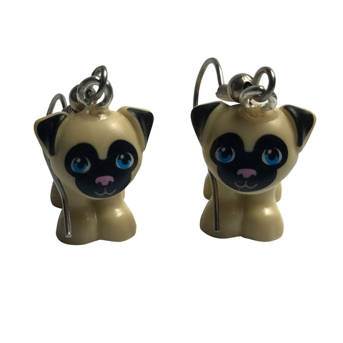 Pug Earrings made using up-cycled LEGO® pieces