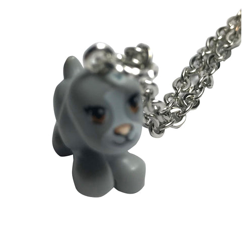 Puppy Necklace (Grey) made using up-cycled LEGO® pieces