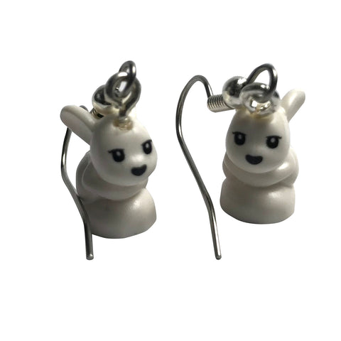 Baby Rabbit Earrings (white) made using up-cycled LEGO® pieces