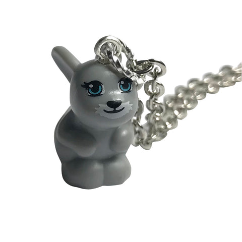 Rabbit Necklace (Large - grey) made using up-cycled LEGO® pieces