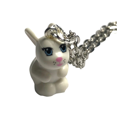 Rabbit Necklace (Large - white) made using up-cycled LEGO® pieces