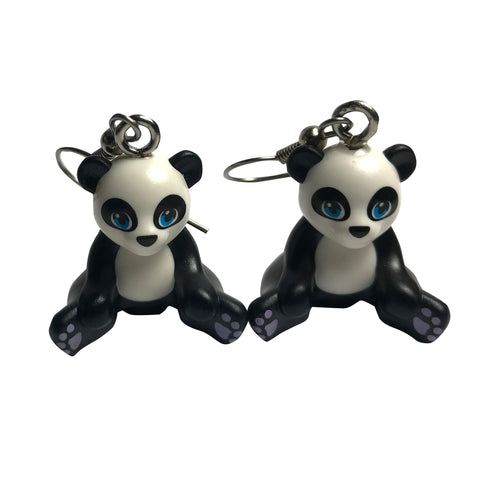 Panda Bear Earrings made using up-cycled LEGO® pieces