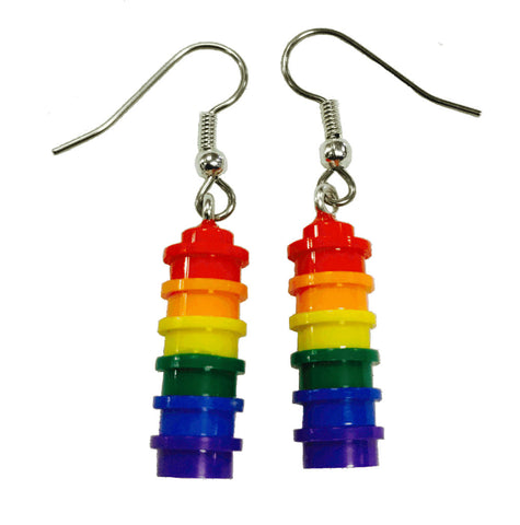 Rainbow Earrings (Round Opaque) made using up-cycled LEGO® pieces