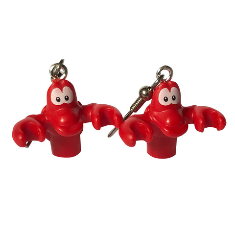 Sebastian Earrings( Little Mermaid) made using up-cycled LEGO® pieces