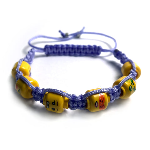 Shamballa Bracelet (lilac ladies faces) made using Up-cycled LEGO® pieces