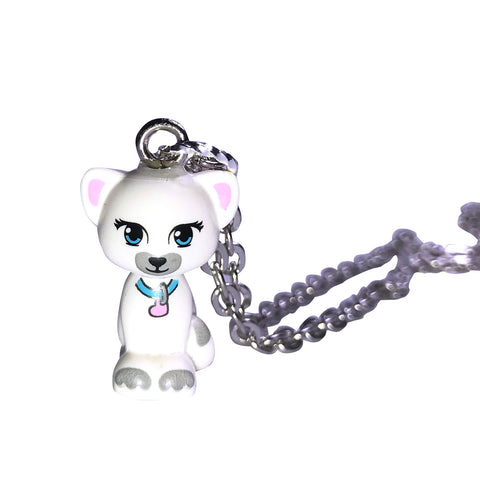 Cat Sitting Necklace (white) made using up-cycled LEGO® pieces